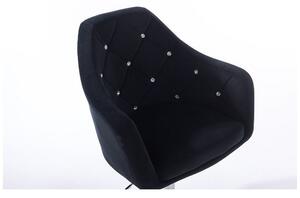 LuxuryForm Barová židle ROMA VELUR na černé podstavě - černá