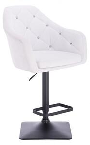 Barová židle ROMA na černé podstavě - bílá