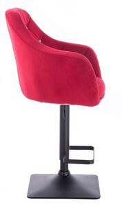 LuxuryForm Barová židle ROMA VELUR na černé podstavě - červená