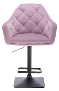 LuxuryForm Barová židle ANDORA VELUR na černé podstavě - fialová