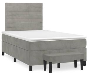 Box spring postel s matrací světle šedá 120x190 cm samet 3270475