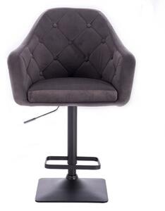 LuxuryForm Barová židle ANDORA VELUR na černé podstavě - šedá