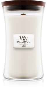 Woodwick Linen vonná svíčka s dřevěným knotem 609.5 g