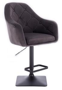 Barová židle ANDORA VELUR na černé podstavě - šedá