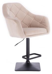 LuxuryForm Barová židle ANDORA VELUR na černé podstavě - krémová