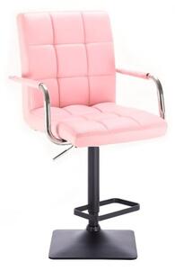 Barová židle VERONA na černé podstavě - růžová