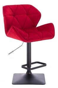 Barová židle MILANO VELUR na černé podstavě - červená