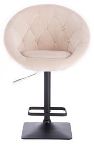 LuxuryForm Barová židle VERA VELUR na černé podstavě - krémová
