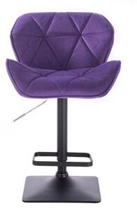 LuxuryForm Barová židle MILANO VELUR na černé podstavě - fialová