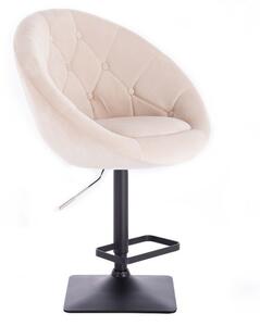 LuxuryForm Barová židle VERA VELUR na černé podstavě - krémová
