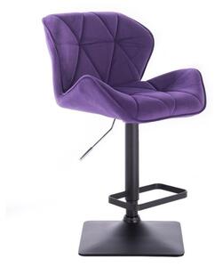 Barová židle MILANO VELUR na černé podstavě - fialová