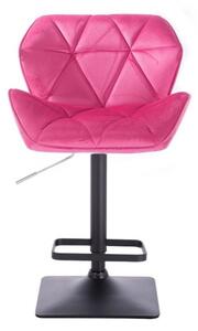 Barová židle MILANO VELUR na černé podstavě - růžová