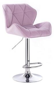 LuxuryForm Barová židle MILANO VELUR na kulaté stříbrné podstavě - fialový vřes