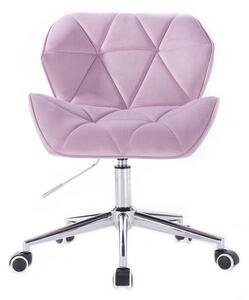LuxuryForm Židle MILANO VELUR na stříbrné podstavě s kolečky - fialový vřes