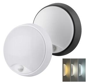 Solight LED venkovní osvětlení s čidlem, 18W, teplá-studená bílá, 22cm, kulaté, bílý a černý kryt WO780