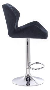 LuxuryForm Barová židle MILANO VELUR na kulaté stříbrné podstavě - černá