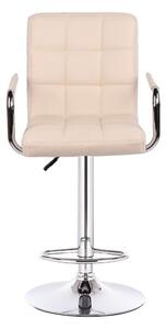 LuxuryForm Barová židle VERONA na stříbrné kulaté podstavě - krémová