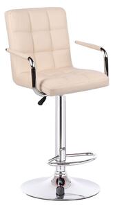 LuxuryForm Barová židle VERONA na stříbrné kulaté podstavě - krémová