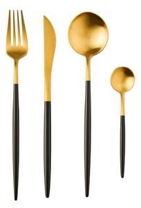 STILETTO Příbory matné set 4 ks - zlatá/černá