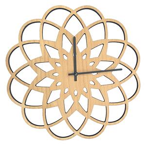 AMADEA Dřevěné hodiny nástěnné ve tvaru mandaly, masivní dřevo, průměr 30 cm