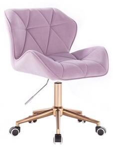 Židle MILANO VELUR na zlaté podstavě s kolečky - fialový vřes