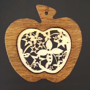 AMADEA Dřevěná ozdoba z masivu s vkladem - jablko s ornamentem 7 cm