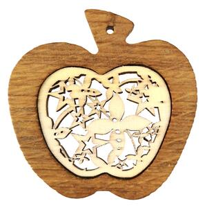 AMADEA Dřevěná ozdoba z masivu s vkladem - jablko s ornamentem 7 cm