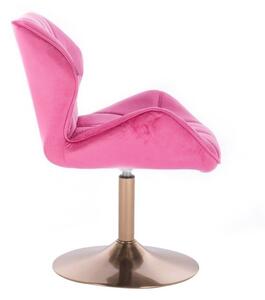 Židle MILANO VELUR na zlatém talíři - růžová