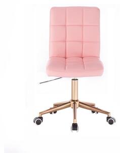 LuxuryForm Židle TOLEDO na zlaté podstavě s kolečky - růžová