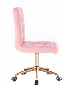 LuxuryForm Židle TOLEDO na zlaté podstavě s kolečky - růžová