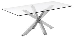 --25 % Dny MOMENTI– Skleněný jídelní stůl Kave Home Argo 200 x 100 cm s nerezovou podnoží