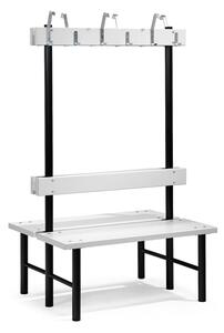 AJ Produkty Šatní lavice s věšákem STADIUM, oboustranná, 12 háčků, 1000 mm, šedá