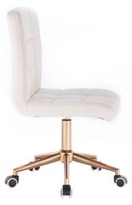 LuxuryForm Židle TOLEDO na zlaté podstavě s kolečky - bílá