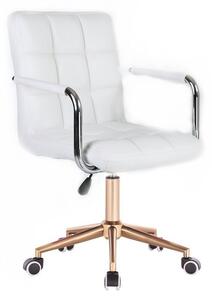 LuxuryForm Židle VERONA na zlaté podstavě s kolečky - bílá
