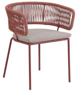 Červeno hnědá pletená židle Kave Home Nadin s kovovou podnoží