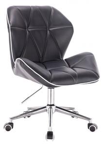 LuxuryForm Židle MILANO MAX na stříbrné podstavě s kolečky - černá