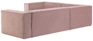 Růžová manšestrová rohová pohovka Kave Home Blok 320 x 230 cm, pravá/levá