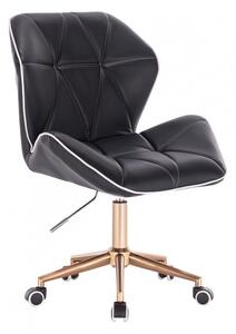 LuxuryForm Židle MILANO MAX na zlaté podstavě s kolečky - černá