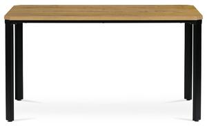 Stůl jídelní, MDF deska, dýha divoký dub, kovové nohy, černý lak - AT-621 OAK