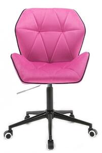 Židle MILANO MAX VELUR na černé podstavě s kolečky - růžová