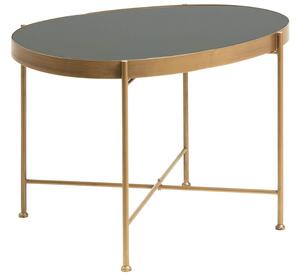 Černý skleněný konferenční stolek Kave Home Marlet 63 x 45 cm se zlatou podnoží