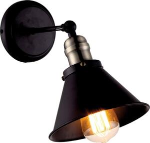 KEJO Nástěnné industriální osvětlení MORENO, 1xE27, 40W, kulaté, černé K-8038W-1