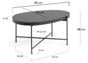 Černý skleněný konferenční stolek Kave Home Marlet 82 x 55 cm