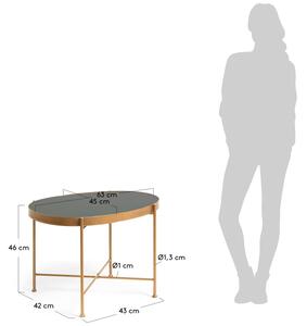 Černý skleněný konferenční stolek Kave Home Marlet 63 x 45 cm se zlatou podnoží
