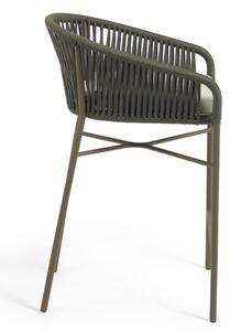 Zelená pletená barová židle Kave Home Yanet 65 cm