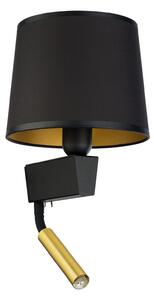 NOWODVORSKI Nástěnná moderní lampa s LED čtecím ramenem CHILLIN, 1xE27, 40W, černá, zlatá 8213