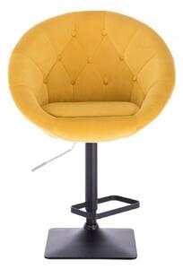 Barová židle VERA VELUR na černé podstavě - žlutá