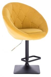 Barová židle VERA VELUR na černé podstavě - žlutá