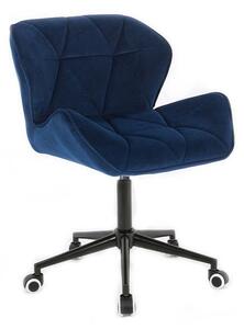 LuxuryForm Židle MILANO VELUR na černé podstavě s kolečky - modrá