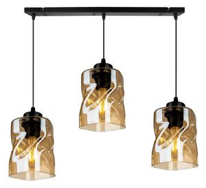 Light for home - Moderní závěsné svítidlo na liště se skleněnými stínidly v medové barvě NIKI 2195/3 AMB, 3x60W, E27, Černá